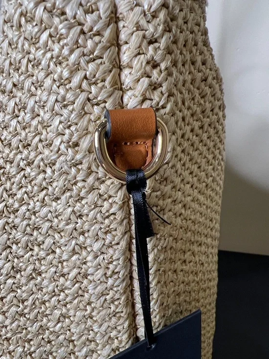 Haute Hippie | Neutral Bucket Hobo Famers Market Summer Bag - Picture 10 of 11